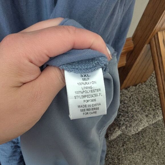 Baltic Born Hannah Midi Asymmetric Ruffle Dusty Blue Midi Dress Size 3X - Picture 8 of 10